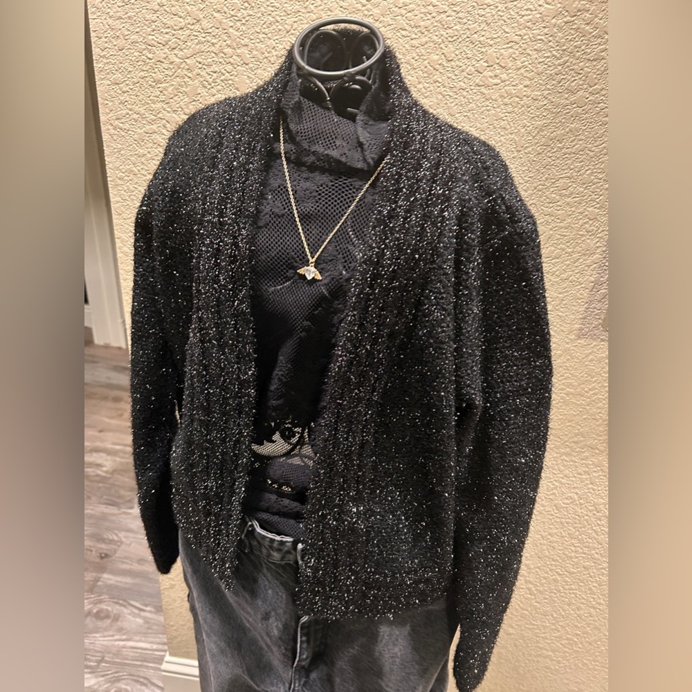 Black Shimmer Zara cardigan size medium. Super Chic!!